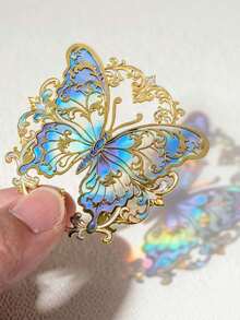 1pc Metal Translucent Butterfly Bookmark, Exquisite Hollow Colorful Creative Gift, Reading Page Clip Bookmark, Creative Souvenir, Gift For Best Friend - Multicolor - View 2