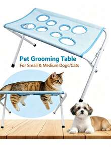 1pc Foldable Pet Bath Hammock, 8-Hole Breathable Anti-Escape Restraint Bed, Multi-Function Pet Bathing Rack, Suitable For Cat And Dog Nail Trimming, Grooming And Bathing - Blue (60*40*31cm) - View 4