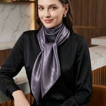 1pc Solid Color Faux Silk Large Square Scarf, Women's Spring/Autumn Sun Protection Shawl, Lightweight Breathable Headscarf, Simple Versatile Silk Scarf - Multicolor - View 10
