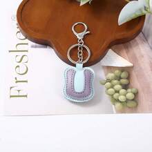 1pc Cute PU Alphabet Letter Keyring Wrist Lanyard Bag Pendant Halloween Party Travel Gift For Students Ladies Xmas - Multi-color 1 - View 25