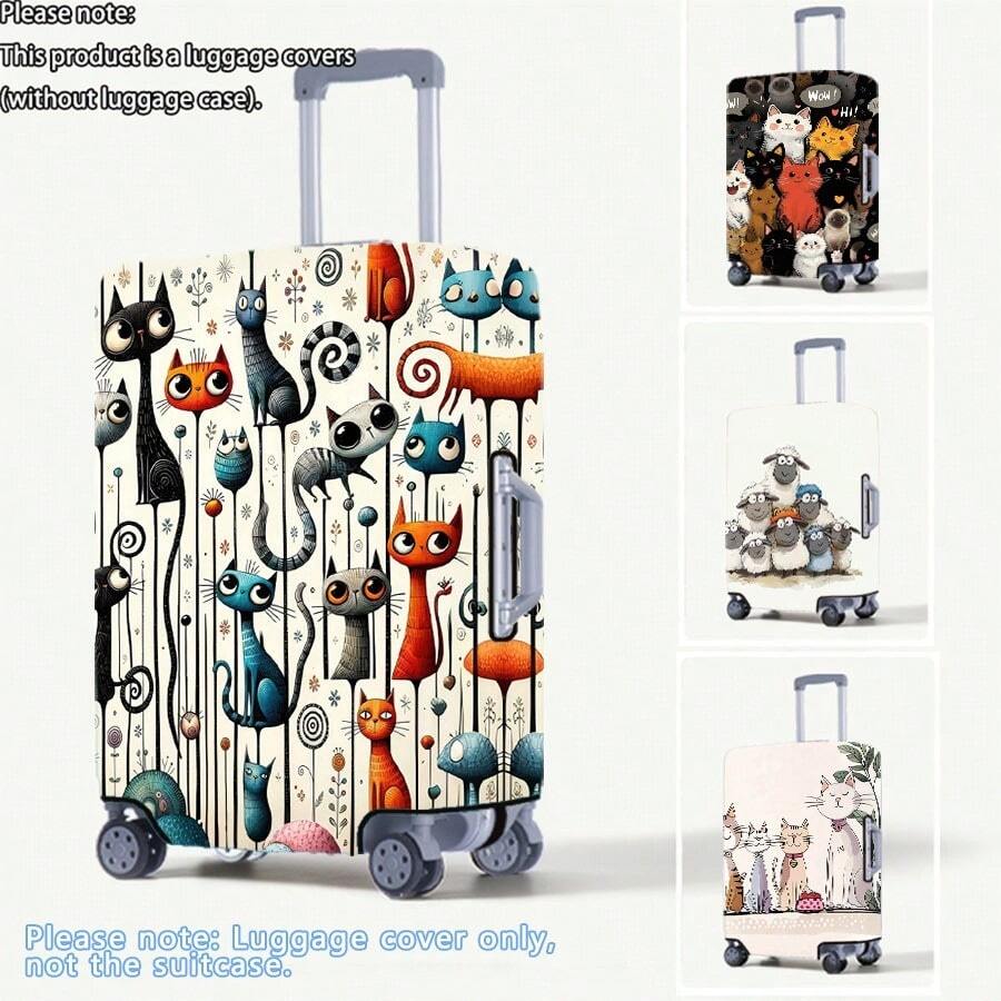 1PC / Flat Print Design / Luggage Protector Cover (Only Luggage Protector Cover, Luggage Not Included) / Suitable For 20 To 28 Inch Luggage / Made Of Thickened Fabric / Essential Accessory For Your Travel And Checked Luggage.