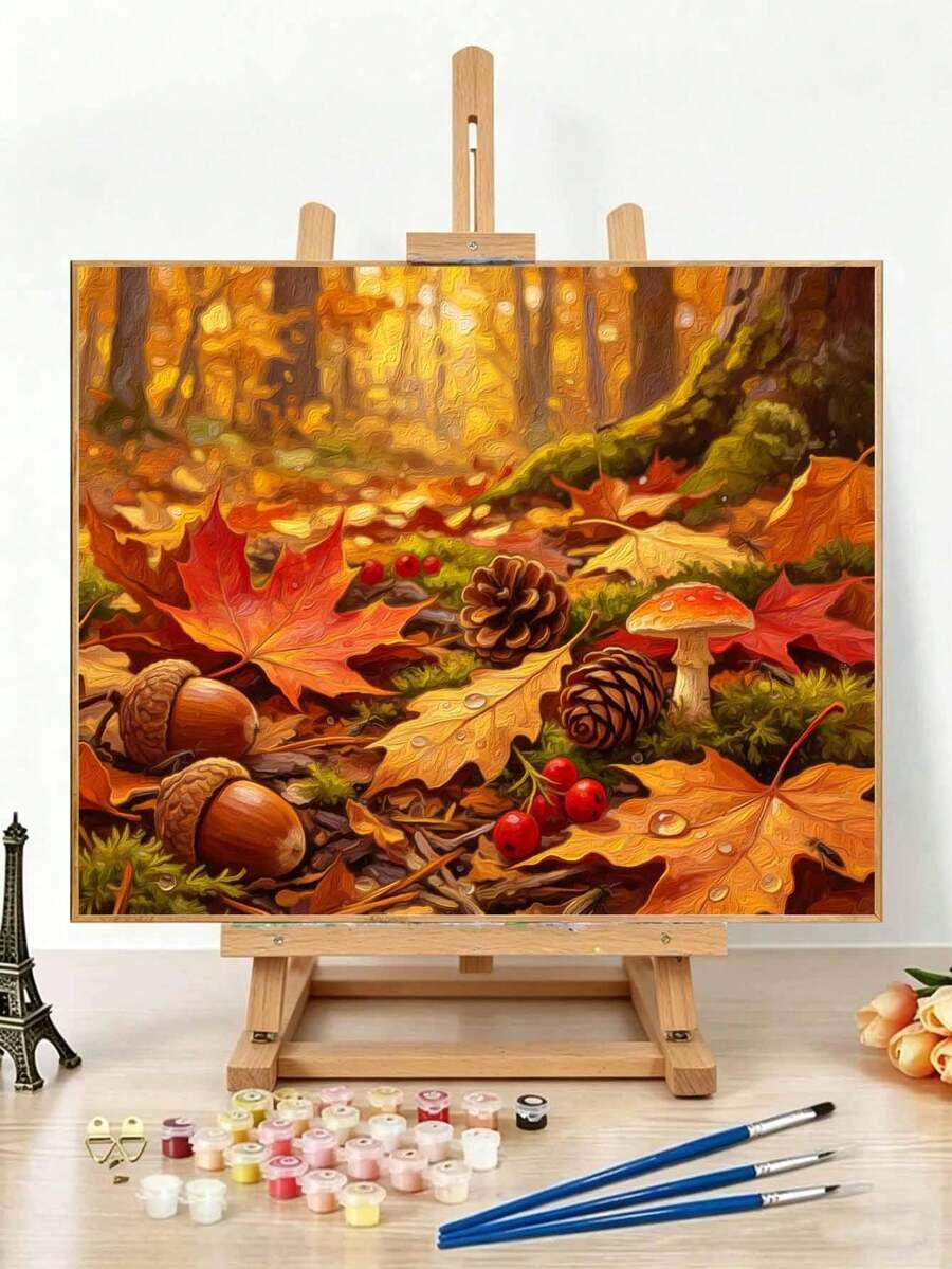 Adult & Beginner Digital Oil Painting Kit, Autumn Forest, Easy Acrylic Painting Supplies (Includes Brushes & Paints), Suitable For Home Decor, Ideal Gift For Holiday.