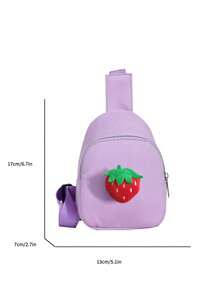 Children's Cute Strawberry Chest Bag, Girls' Solid Color Small Crossbody Bag, Lightweight Zipper Closure Small Bag For Travel And Coins, Suitable For Daily Use - B - View 3