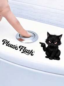 1 buah Stiker Toilet Kucing Kartun Lucu - Dekorasi Kamar Mandi "Tekan untuk Siram", Stiker Dinding PVC Perekat Sendiri, Cocok untuk Kaca, Ubin, dan Permukaan Halus, Tidak Perlu Pemanasan, Pemasangan Mudah, Desain Menarik, Mudah Dikupas dan Ditempel - MultiWarna - View 13