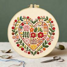 1PC 20*20cm/7.9*7.9in,Flowers And Animals Embroidery Kit, DIY Handmade Embroidery Set For Adult Beginners, Home Gift, Women's Sewing Gift, Including User Manual, Printed Pattern Fabric, Embroidery Frame, Needle And Thread. - 20*20cm/7.9*7.9in - View 15