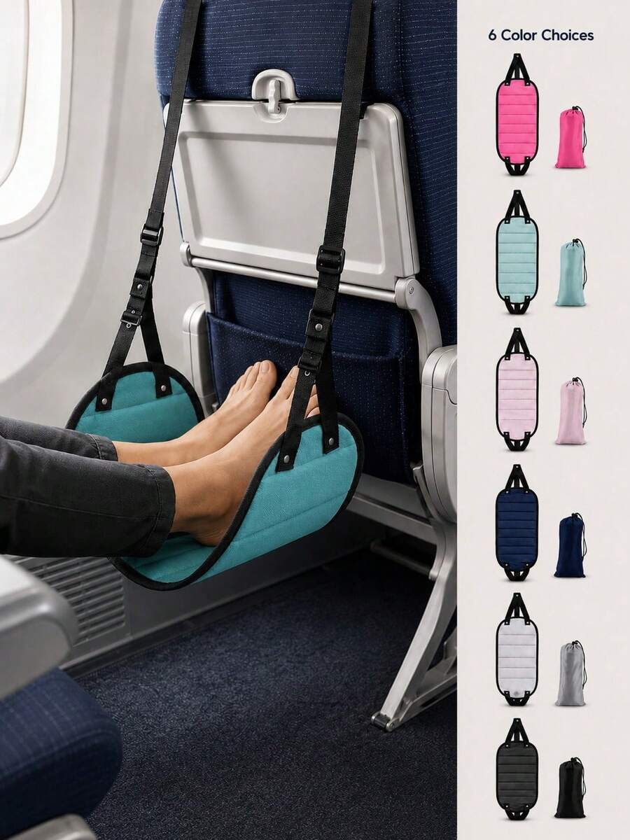 Airplane And High-Speed Train Travel Foot Hammock, Adjustable Office Footrest, Comfortable Portable Travel Essential, With Matching Storage Bag, Suitable For Flights, Holidays, Camping And Long-Distance Travel Luggage Accessory