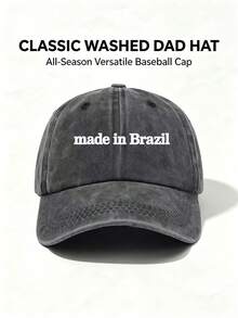 1PC Unisex Made In Brazil Printed Vintage Baseball Cap Adjustable Design Stylish Hiking Hat Perfect For Parties Travel Sun Protection And Everyday Use - Multicolor - View 4