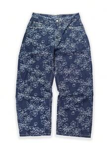 LIYS Men's Blue Wash Loose Wide Leg Jacquard Jeans Loose Casual Style Trousers Fall - Blue - View 4