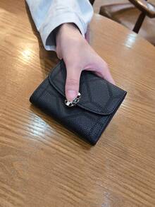 PU Leather Short Wallet For Women, Litchi Texture Card Holder, Multi Slots Credit Card Purse, Holds Cash & Cards, Small Foldable Clutch Wallet - Multicolor - View 1