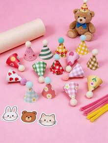 60/30/15/1pc Mini Birthday Hat, Cartoon Cute Hat Decor, Birthday Gift, Easter Gift, Random Color, Suitable For Holiday Celebrations, Family Gatherings, Camping, Birthday Parties, Tea Parties, Weddings, Home And Office Parties - A - View 4