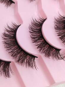 7 Pairs Fluffy Cat Eye False Eyelashes Natural & Realistic Mink Lashes Soft & Voluminous Long Wispy Ends Suitable For Daily Use - Black - View 5