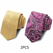 AlanKing 2pcs Men's Tie Set, Ideal For Wedding, Business Suit, Perfect Gift Choice - Color Mixing - View 12