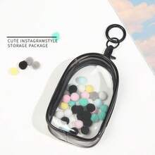 1pc Portable Character Mini Figure Transparent Display Bag (With Keychain And Colorful Ball, No Figure Included), Hanging Style Blind Box Storage Bag, Zipper Closure, Dust-Proof Collectible Box, Cute Bag Charm, Backpack Pendant, Car Key Chain - White - View 8