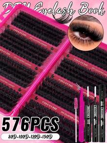 Value Pack: 576/592/616/640 Clusters Segmented Lashes, 10‑18mm Dense D Curl Individual Extensions. Ultra Soft Lash Clusters For Full Glamorous Look. 10D‑150D Waterproof Lightweight Lashes. Perfect For Daily Wear, Dates, Parties, Christmas & Halloween - Multicolor - View 9