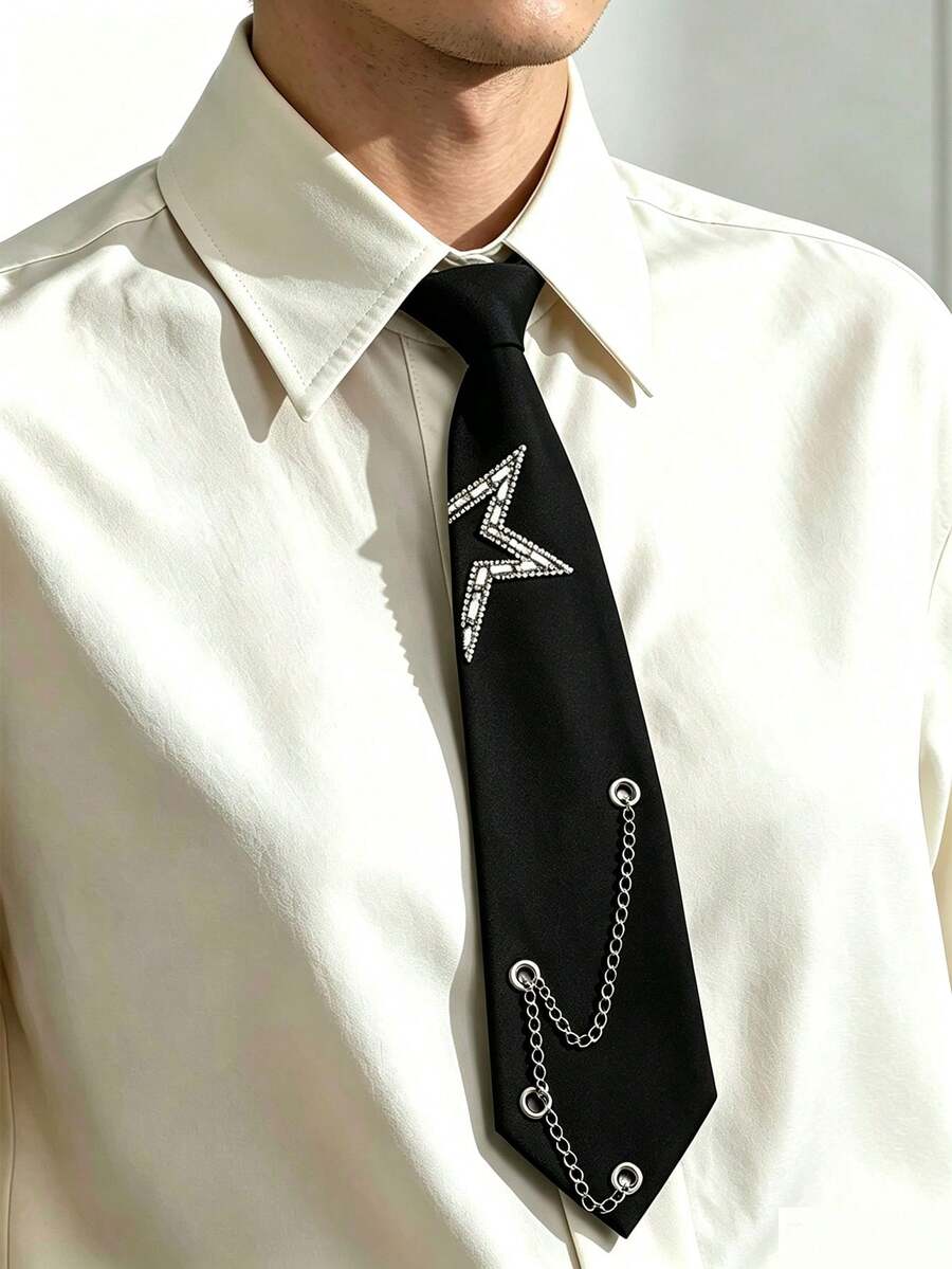 1pc Unisex Chain Star Personalized Fashion Casual Tie - Multicolor - View 1