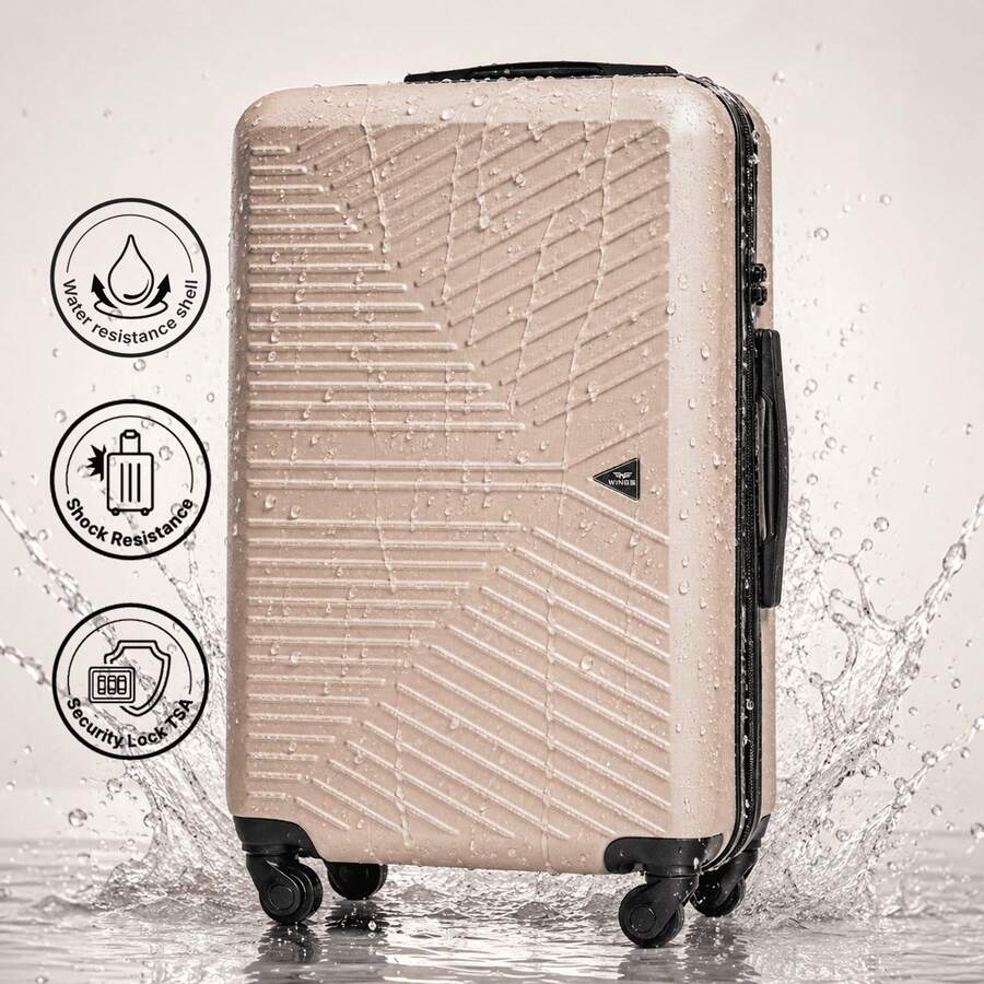 W WINGS Travel Suitcase Set 3 Pcs | Cabin, Medium And Large Hard Shell Luggage With TSA Lock, Telescopic Handle And Wheels