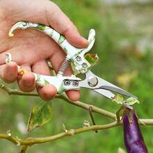 2pcs Gardening Pruning Shears Set, Stainless Steel Curved Blade & Straight Blade Plant Trimming Scissors, Spring-Assisted Gardening Tools, Suitable For Yard, Bonsai, Floral Crafts And Vegetable Harvesting - A - View 4