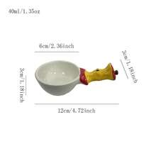 Asymmetrical Ceramic Bowl, Bread Design Dipping Sauce Dish, Creative Seasoning Container With Spoon Back To School,School Supplies - Multicolor - View 30