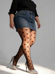 1 Pair Women's Black Polka Dot Jacquard Tights Thin Transparent Fashion Sexy High Bounce Bottom Pantyhose Party Commuting Everything - Multicolor - View 5