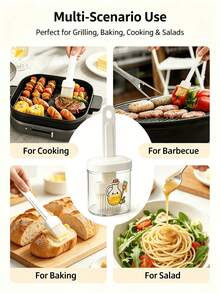 1pc 2 In 1 Oil Brush Bottle, Transparent Seasoning Storage Jar, Silicone Basting Brush Container For BBQ Baking Grilling Pancake, Cute Cartoon Printed Kitchen Gadget, Color Random, Creative Design Makes The Kitchen Cuter And More Fun - Oil Brush Bottle - View 8