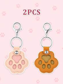 Multi-Color Hollow Cat Paw Shaped Key Ring, Handmade Felt Lined Pet Fur Storage Keychain, Year Round Pet Owner Souvenir Accessory - Multicolor - View 10