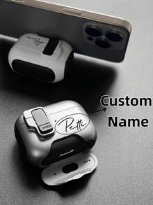 [Customized]Personalized Initials Letters Customize Lock Buckle Pop-Up With Lanyard Earphone Case Compatible With 1 2 3 4 5 Pro 2 Pro 3 Luxury Cover Perfect Gift For Birthday Present, Christmas Gift, Halloween Gift - Multicolor - View 2