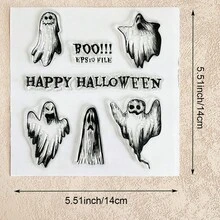 Halloween Clear Silicone Stamps With Pumpkin Ghost Witch Bat Cat Castle Patterns For Scrapbooking, Card Making & DIY Paper Crafts - Halloween-3 - View 13