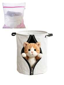 Multi Functional Large Laundry Basket/Dirty Clothes Basket,Laundry Hampers Bags,Creative Zipper Animal Pattern Design -Foldable Circular Clothes Basket,Portable Laundry Bag,For Bathroom/Bedroom,Dormitory,Housewarming Gift - Multicolor - View 13