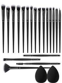 21Pcs Professional Makeup Tool Set, Includes 19Pcs Premium Synthetic Makeup Brushes For Powder,Foundation,Contour,Eyeshadow & Detail Eye Makeup, 3Pcs Soft Makeup Sponges, Multipurpose Cosmetic Applicator Kit For Liquid, Powder & Party Face Makeup - Multicolor - View 1