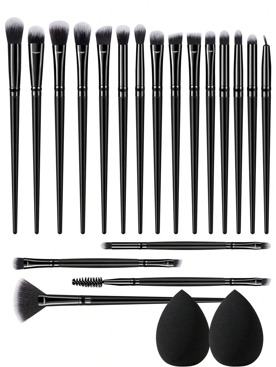 21Pcs Professional Makeup Tool Set, Includes 19Pcs Premium Synthetic Makeup Brushes For Powder,Foundation,Contour,Eyeshadow & Detail Eye Makeup, 3Pcs Soft Makeup Sponges, Multipurpose Cosmetic Applicator Kit For Liquid, Powder & Party Face Makeup - Multicolor - View 1