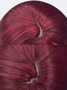 alicegarden 18-Inch Long Synthetic Wig Featuring A Natural Straight Style A Stunning Red. Middle Part Design , This False Hairpiece Is Perfect For Ms Daily Party Cosplay Use, Offering A Natural And Natural Durable Wig Gift For Ladies. - Red - View 6