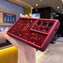 1pc Fashionable Premium Burgundy TPU Phone Case With Festive Christmas Element Pattern, Unisex, Versatile For Holiday And Daily Use, Compatible With Samsung Galaxy S26 Ultra/S25/S24/S23/Galaxy A16/A15/A14/ A3X 4G/A60/A40/G20/G10/ Note 13 Pro+/ Smart 8 Android Phone Case Series Models - Burgundy - View 6