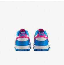 NIKE Dunk Low Unisex Blue White Pink Multicolor Low-Top Shoes | Neon Pink Swoosh Bright Yellow Laces Street Colorblock Style IB7747-406 - Multicolor - View 4