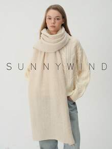 1pc Women's Solid Color Polyester Soft Skin-Friendly Warm Scarf For Daily Use - Beige - View 4