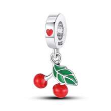 1PC Cute Fruit 925 Sterling Silver Enamel Rhinestone Strawberry Pineapple Cherry Charm Beads For Women, DIY Bracelet Making For Summer Daily Party - Silver - View 17