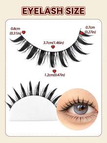 MAANGE 5 Pairs False Eyelashes - Korean Idol Style, Anime Style With Pointed Tails, Natural And Soft, Short Length, Eyelash Extension Look, Curly, Cute Packaging, Fake Eyelashes - Black - View 4