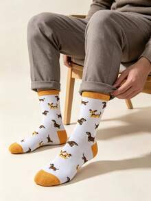 Men's 3-Stripe Striped Mid-Calf Socks, Autumn/Winter Vintage Versatile Casual Sports All-Match Socks - Light Grey - View 5