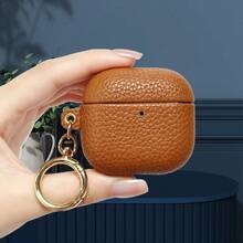 Premium Litchi Texture Faux Leather Earphone Case, For AirPods5 Full Coverage Protective Earphone Cover, With Gold Metal Keychain, Luxury Hard Shell, Suitable For AirPodsPro3 All Series - Multicolor - View 28