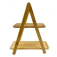 39.5x33x14 Cm Wood A-Frame Storage Shelf, 2-Tier Display Stand, Random Color - Redwood - View 3