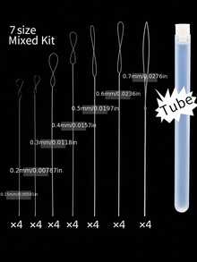 7/14pcs 0.15-0.7mm Mixed Twisted Needle With Needle Tube, Ultra-Fine Beading Tool, Steel Wire, Handmade DIY Jewelry Making - View 12