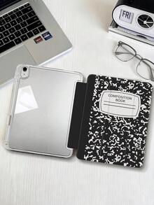 1件裝 牛奶花紋黑色平板保護殼，相容 iPad Mini6/Mini7/10.2/10.5/10.9(Air4-Air8)/Pro 11/10th Gen/A16/Pro 11 2024，彩繪圖案平板殼，全透明壓克力背殼，三折支架，自動休眠/喚醒，內建筆槽，不含筆，部分機型附相機框 - 彩色 - 查看 5