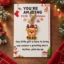 1pc/Multi-Pcs Unisex Christmas Element Reindeer House Gift Candy Cute Pendant With Blessing Card Accessory, Christmas Gift Bag Charm, Wallet Accessory - Multicolor - View 5