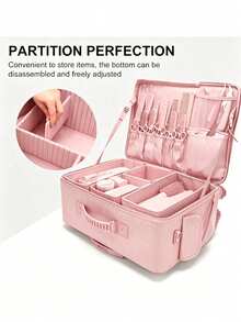 Professional Large Capacity Rolling Makeup Case, Eyelash Extension, Nail Art, Beauty Supplies Storage Box - Multicolor - View 4