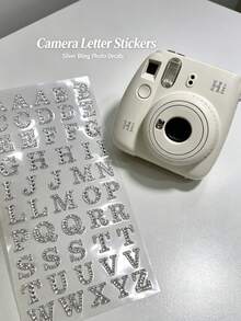1pc Silver Rhinestone English Letter Decorative Stickers, Colorful English Letter Diamond 3D Stickers, Full Set Of 26 Hollow Rhinestone Letters With Tweezers, Self-Adhesive Backing, Phone Decoration Stickers, Laptop Decoration Stickers, Compatible With Phone Cases, Earphone Boxes, Tablets, Laptops, Headphone Shell Decoration Stickers - Letter Design - View 5