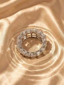 SWAROVSKI 5572695 Crystal Pave Curved Wave Open Bangle Bracelet, Birthday Gift For Girlfriend - Silver - View 4