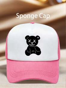 1pc Men Hats Little Black Bear Printed Adjustable Design UV Protection Perfect For Outdoor Excursions, Hiking, And Everyday Wear-A Perfect Gift. - Multicolor - View 7