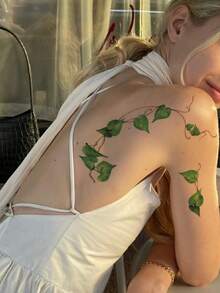STARTTOOS 6PCS Halloween Floral Vine & Leaf Pattern Waterproof Temporary Tattoo Stickers For Makeup, Street, Party Gift, Arm, Shoulder, Back, Leg - Multicolor - View 2