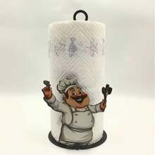 Cute Chef Design Paper Towel Holder | Suitable For Daily Use Cute Chef Design Paper Towel Holder - No Drilling Required, Surface Mount, Holiday Decoration, Suitable For Kitchen, Bathroom And Party, Perfect For Holiday Celebration, Mother's Day Gift Decoration - Multicolor - View 4