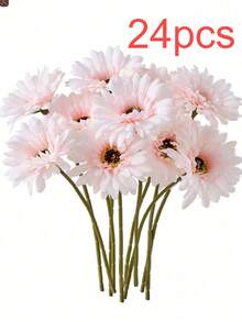زهرة الأقحوان الأفريقية الصناعية ذات الدعم القوي غير القابل للانحناء، ساق سميكة غير متدلية لتنسيق المكتب - وردي فاتح - مشاهدة 12