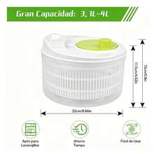 Escurridor de Verduras, Escurridor de Ensalada de Plástico Gran Capacidad, Fácil de Usar para Cocina, Lavar y Secar Lechuga y Hortalizas - L - Ver 7